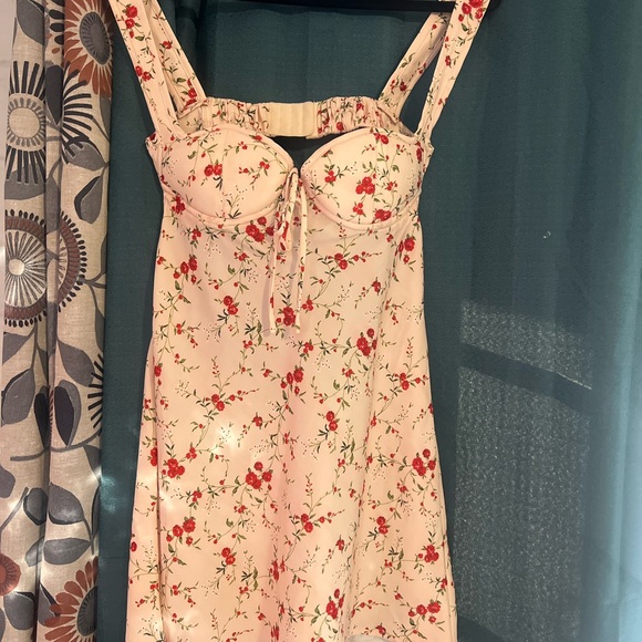 Rumored Dresses & Skirts - Rumored Cream Dress with Red Floral Accents